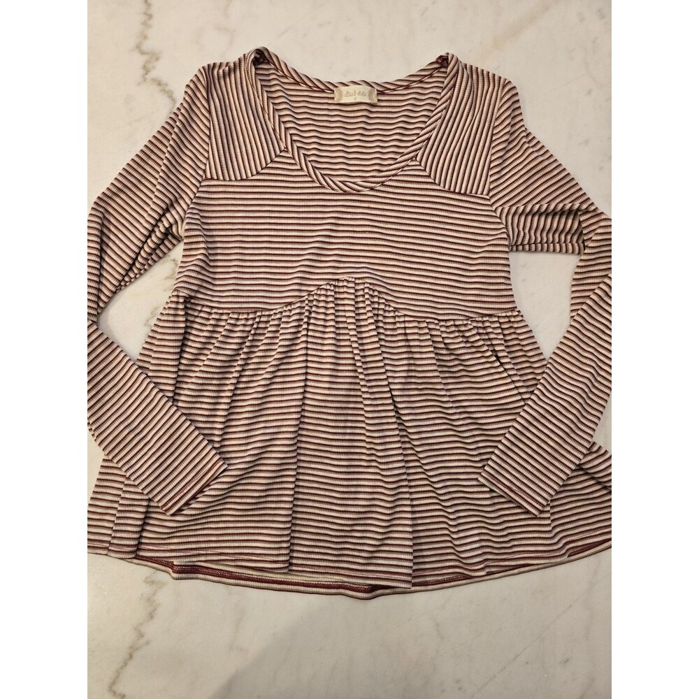 Altar'd State Striped Babydoll Long sleeve Top Empire Waist Sz Small Stretch